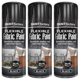 3X Black Flexible Fabric & Vinyl Spray Paint 200ml Spray Paint